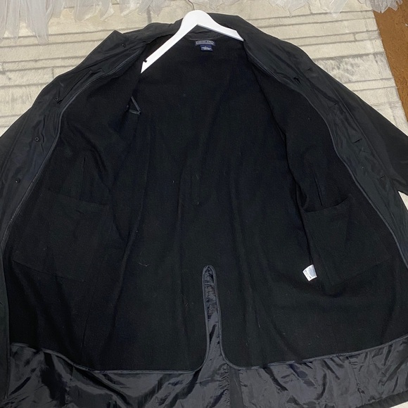 Vtg! 90’s Lands' End Men's Classic Black Trench Coat Removal 100% Wool Liner! - Picture 11 of 17